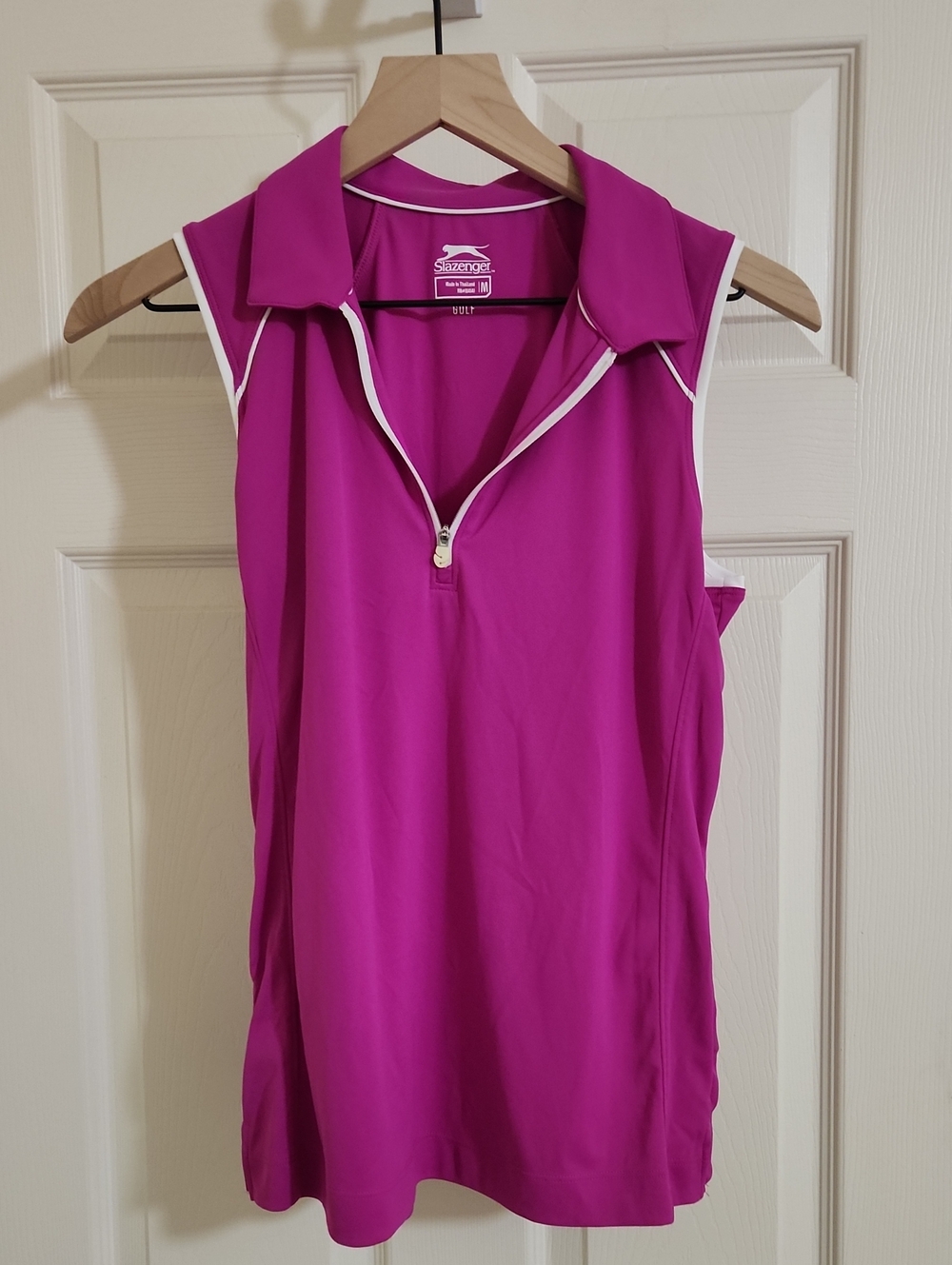 Slazenger Women's Magenta Zip-Front Sleeveless Polo Tank